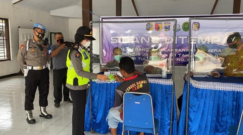 Ops Yustisi, Tim Gabungan Gakkum Kabupaten Tulungagung Jaring 7 Pelanggar Prokes