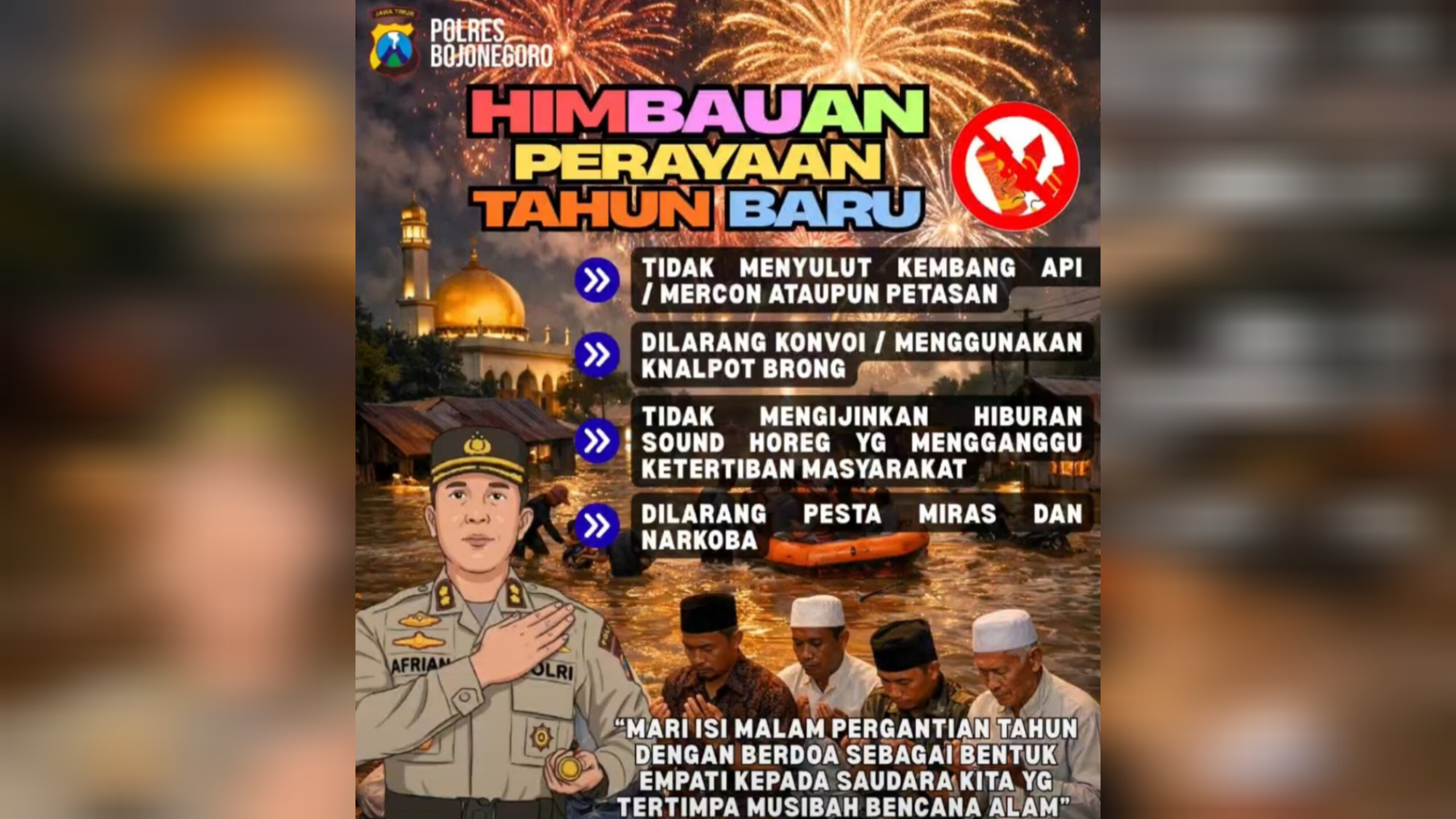 Polisi Imbau Tahun Baru di Bojonegoro Tanpa Petasan dan Konvoi