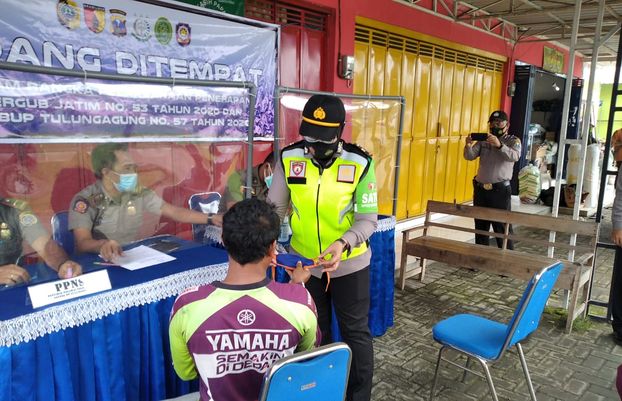 Ops Yustisi, Tim Gabungan Gakkum Kabupaten Tulungagung Jaring 7 Pelanggar Prokes