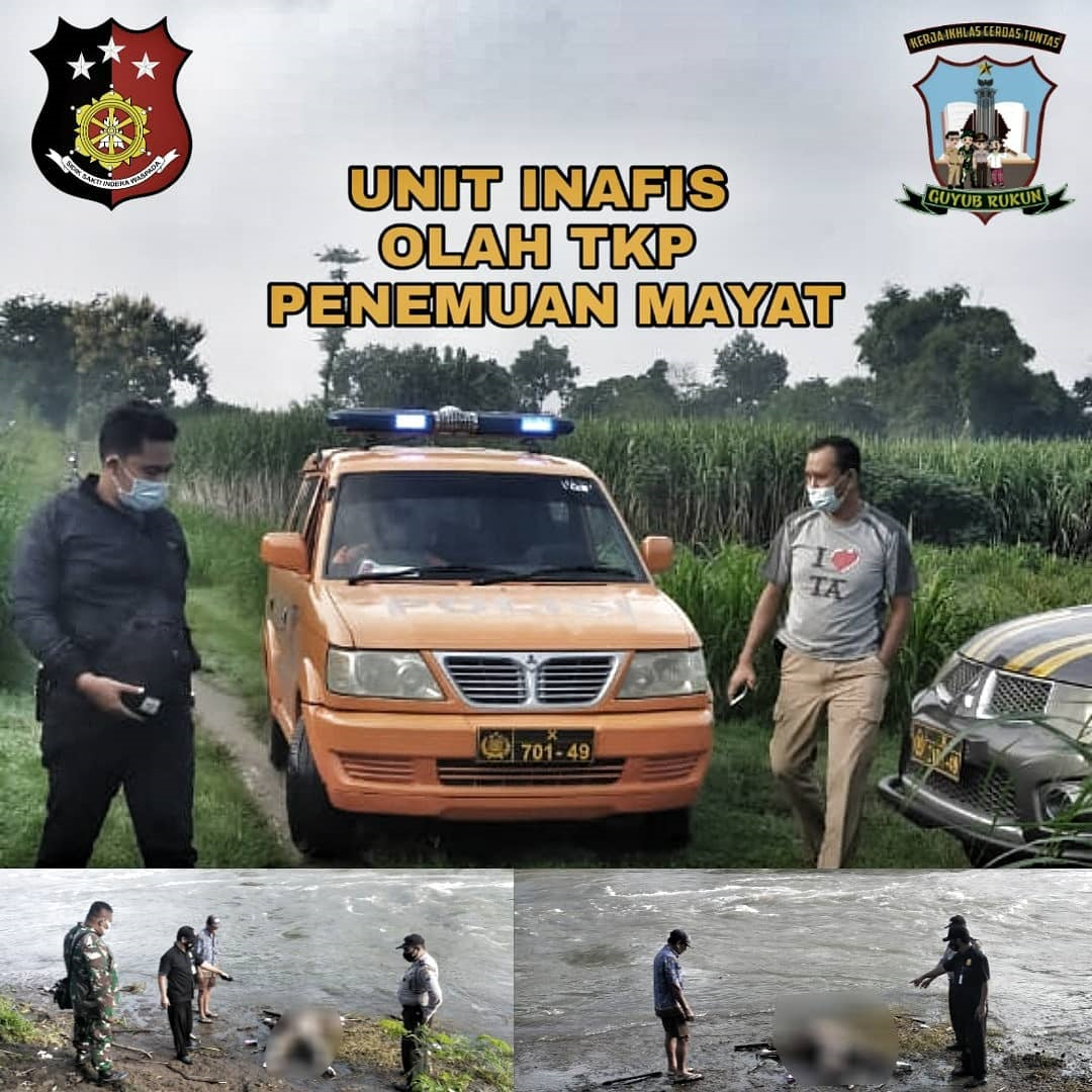 Unit Inafis Sat Reskrim Polres Tulungagung Olah TKP Penemuan Mayat di Bantaran Sungai Brantas