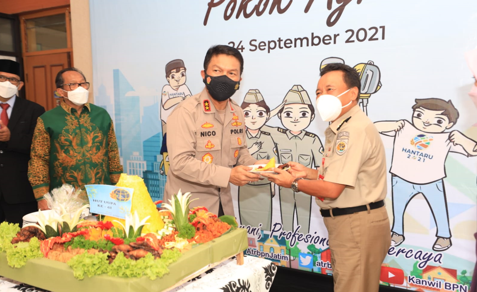 Kapolda Jatim Hadiri Upacara Peringatan HUT UU Nomor 5 Tahun 1960 di Kantor Kanwil BPN Prov Jatim