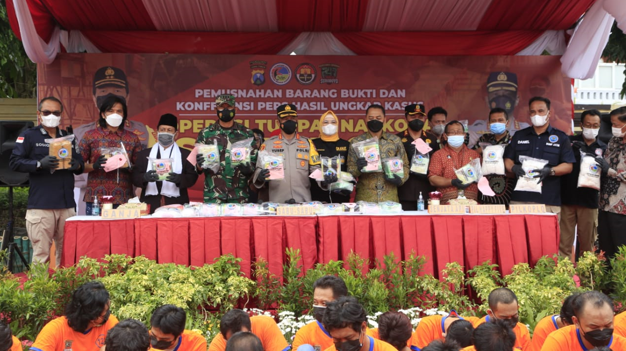 Polrestabes Surabaya Musnahkan 39 Kg Sabu dari 120 Orang Tersangka