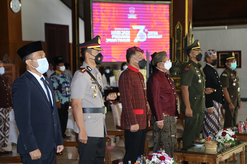 Kapolres Tulungagung Bersama Forkopimda Hadiri Peringatan Hari Jadi Provinsi Jawa Timur ke-76
