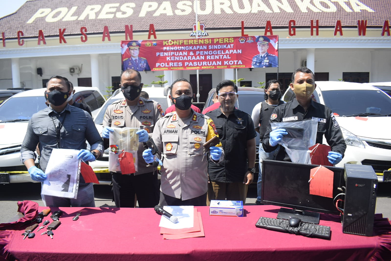 Polres Pasuruan Kota Berhasil Tangkap Sindikat Penipuan dan Pengelapan Kendaraan Rental