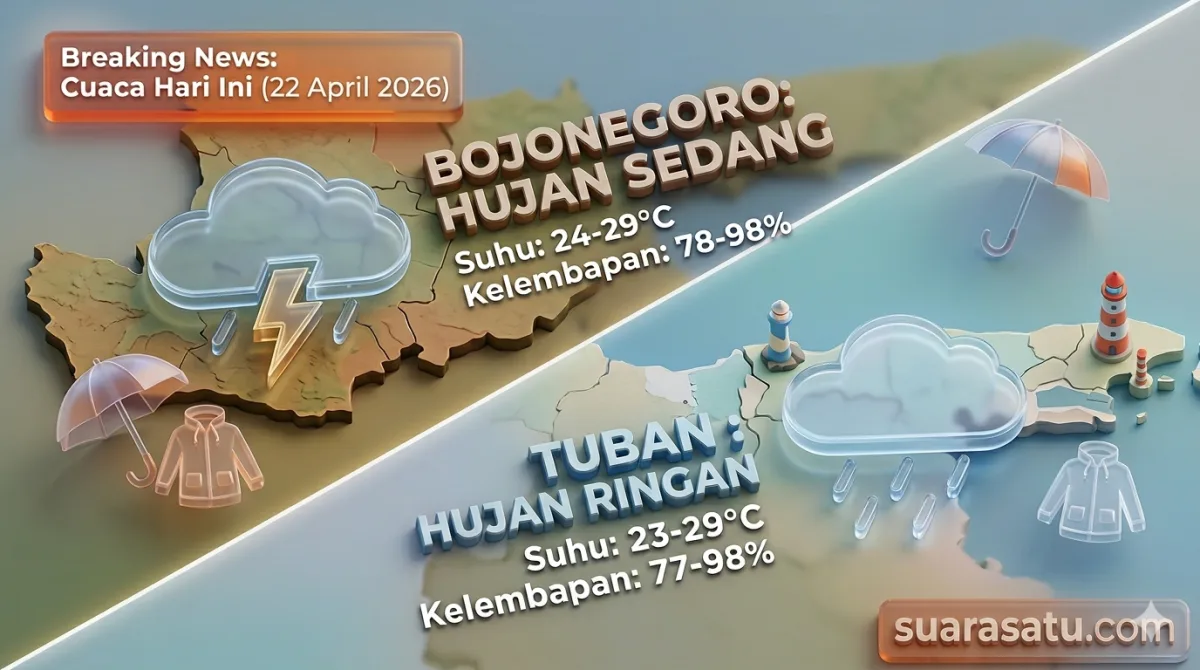 Waspada Lur! Bojonegoro-Tuban Diprediksi Hujan Hari Ini
